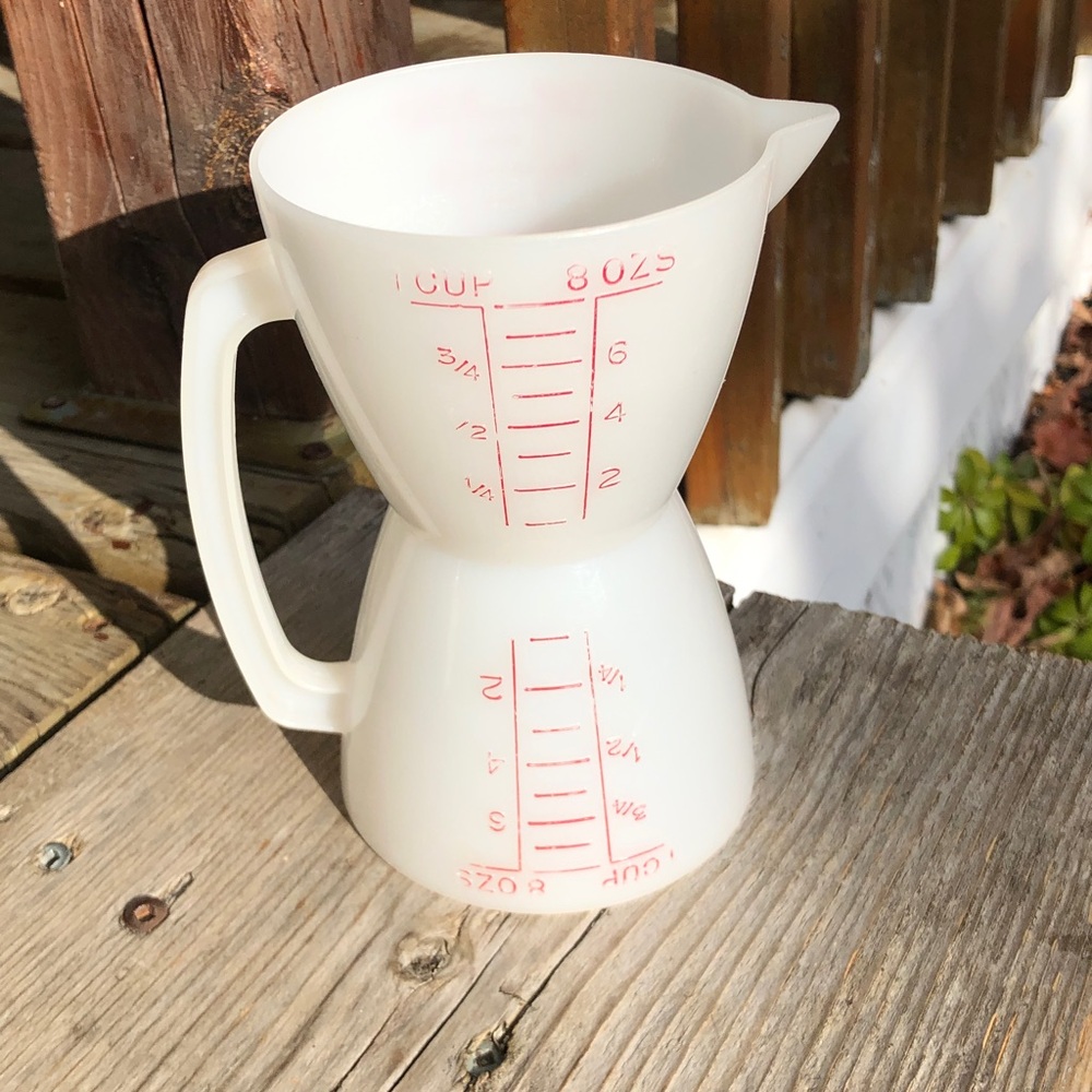 Vintage Tupperware Double Sided Hour Glass Plastic Measuring Cup